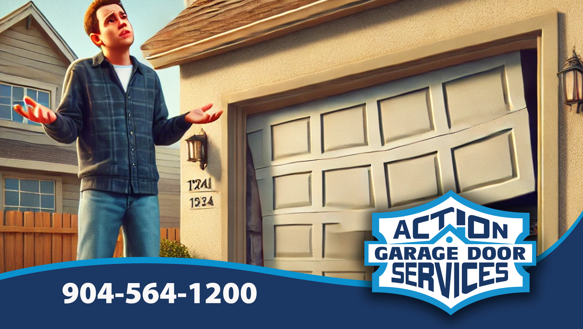 man wondering what to do about a broken garage door.